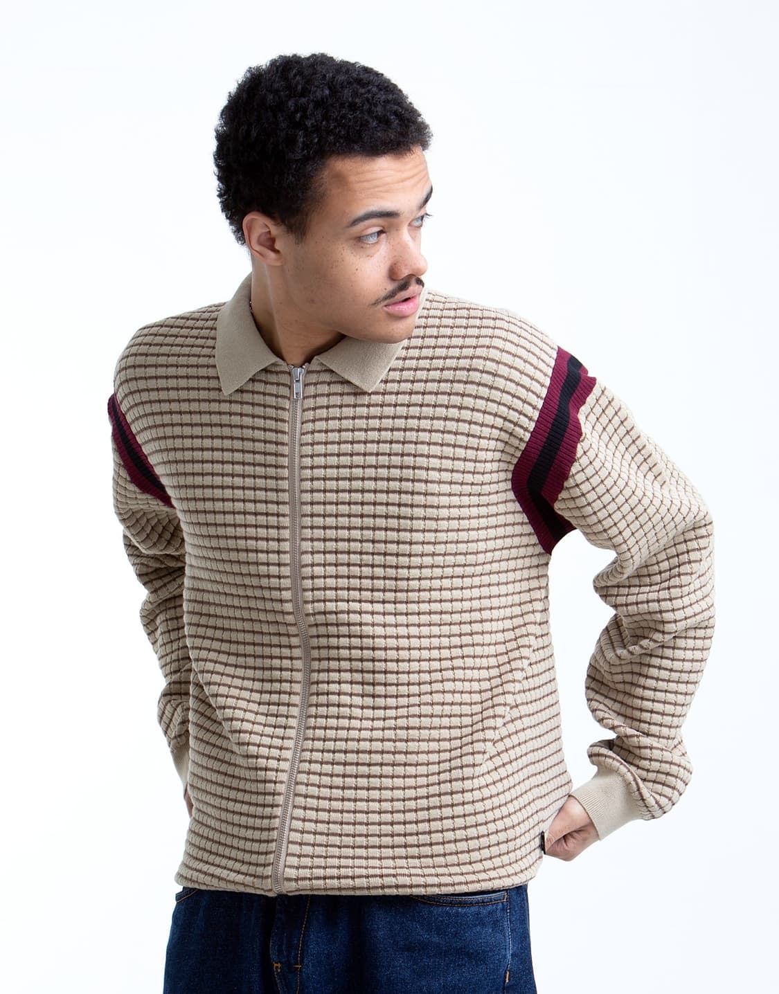 스투시 와플 니트 집업 상품이미지2