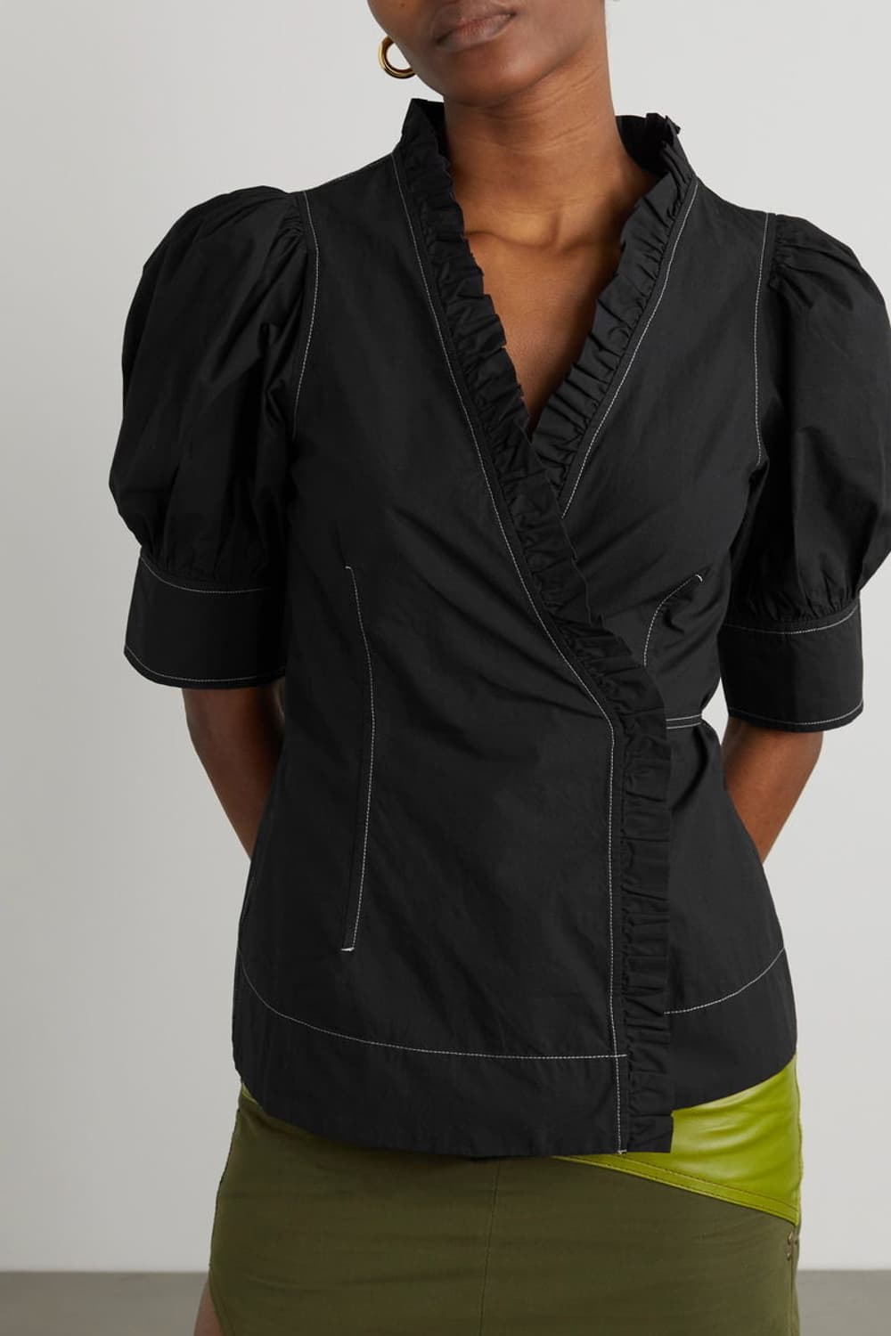 가니 블라우스 Ganni Organic Cotton Poplin Wrap 상품이미지2