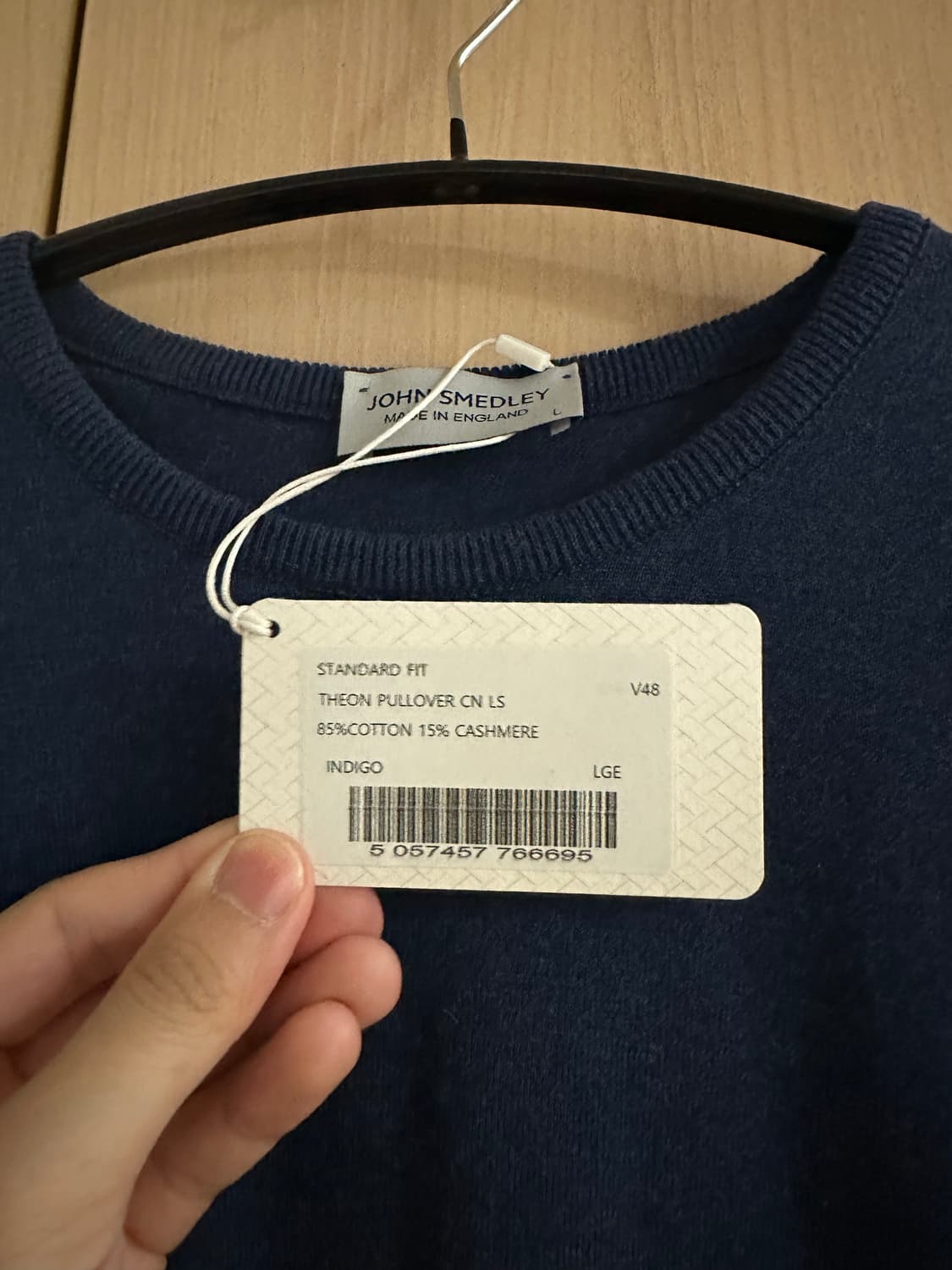 존스메들리 캐시미어 혼방 니트 인디고 L 새제품 상품이미지3