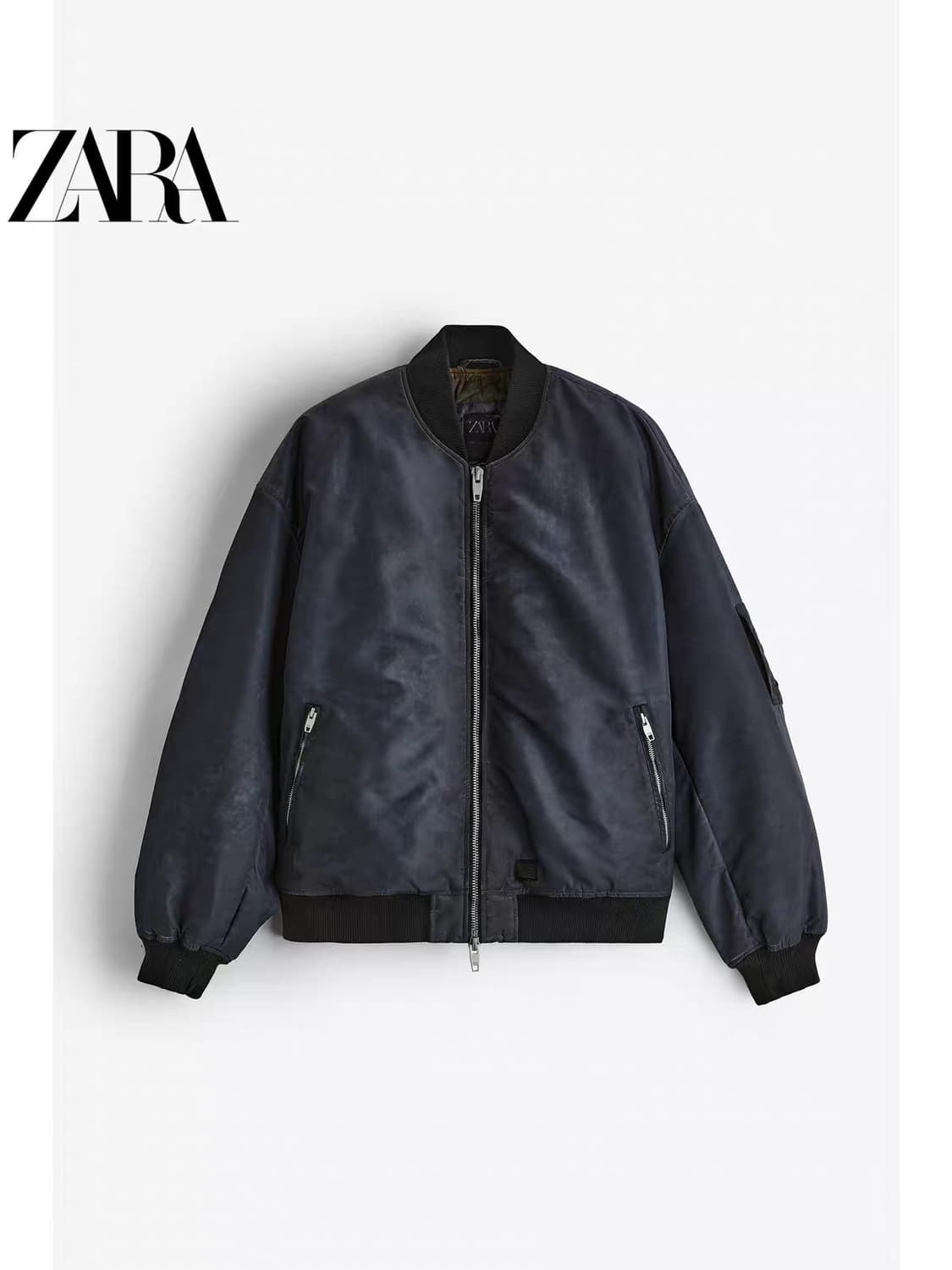 L사이즈 자라 패디드 봄버 마원 네이비 4688/302 상품이미지1