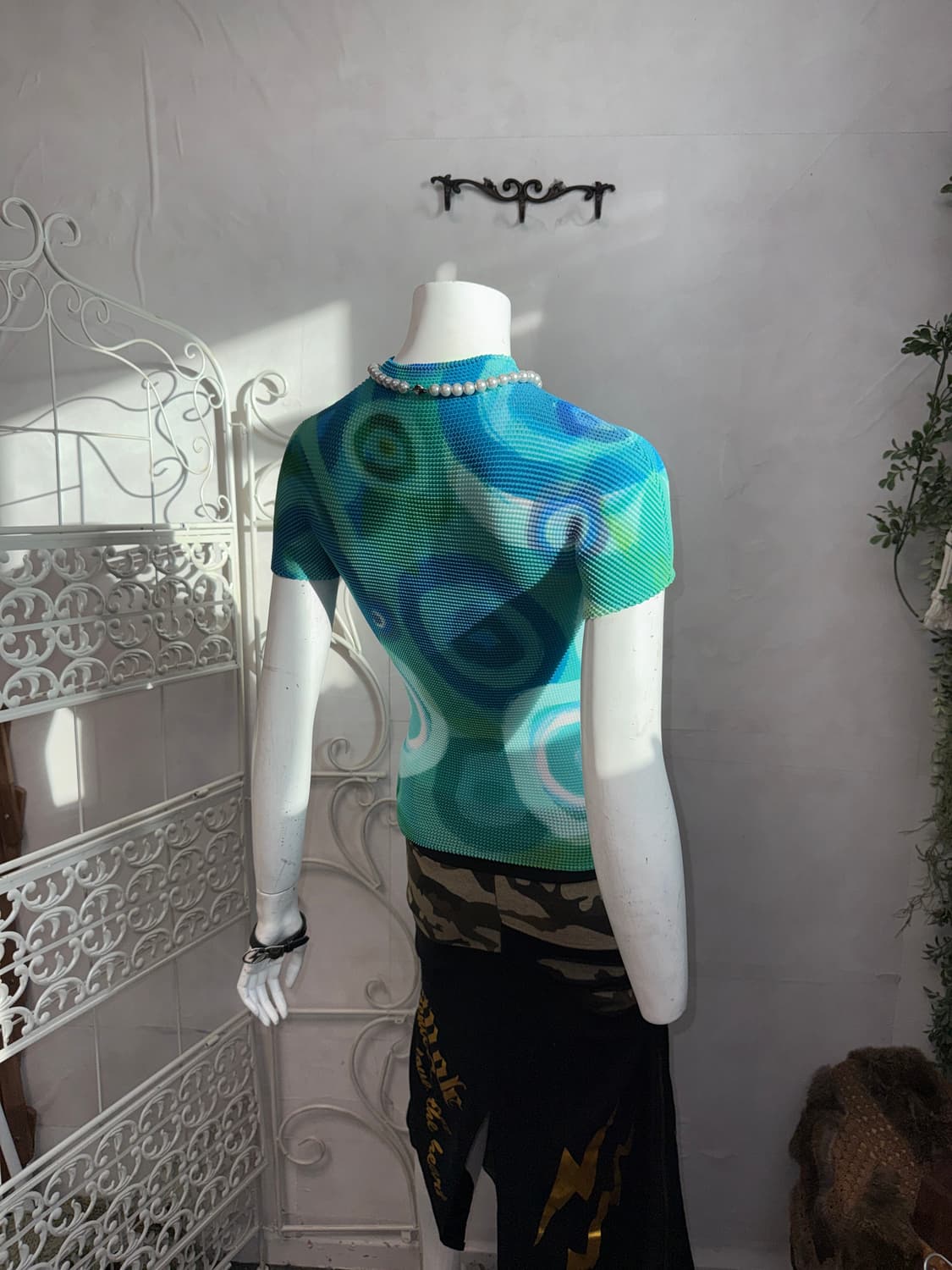 YOICHEU blue circle pleats half blouse 상품이미지8