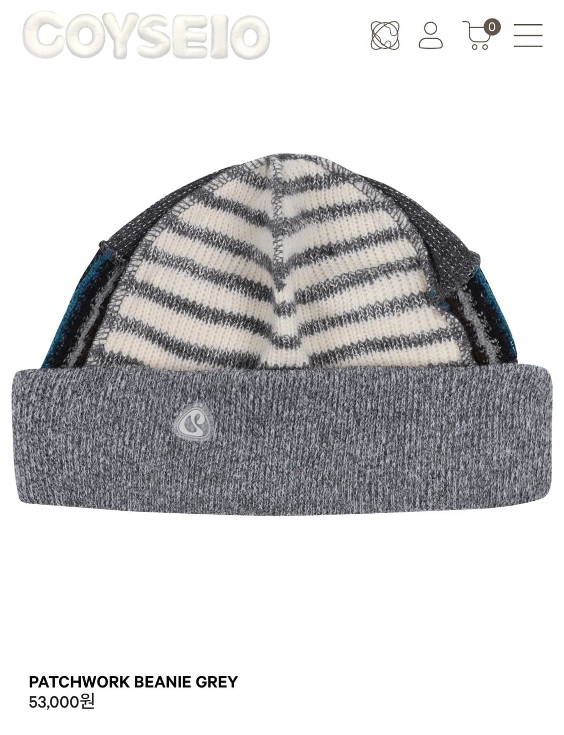 코이세이오 패치워크 비니 그레이 상품이미지1