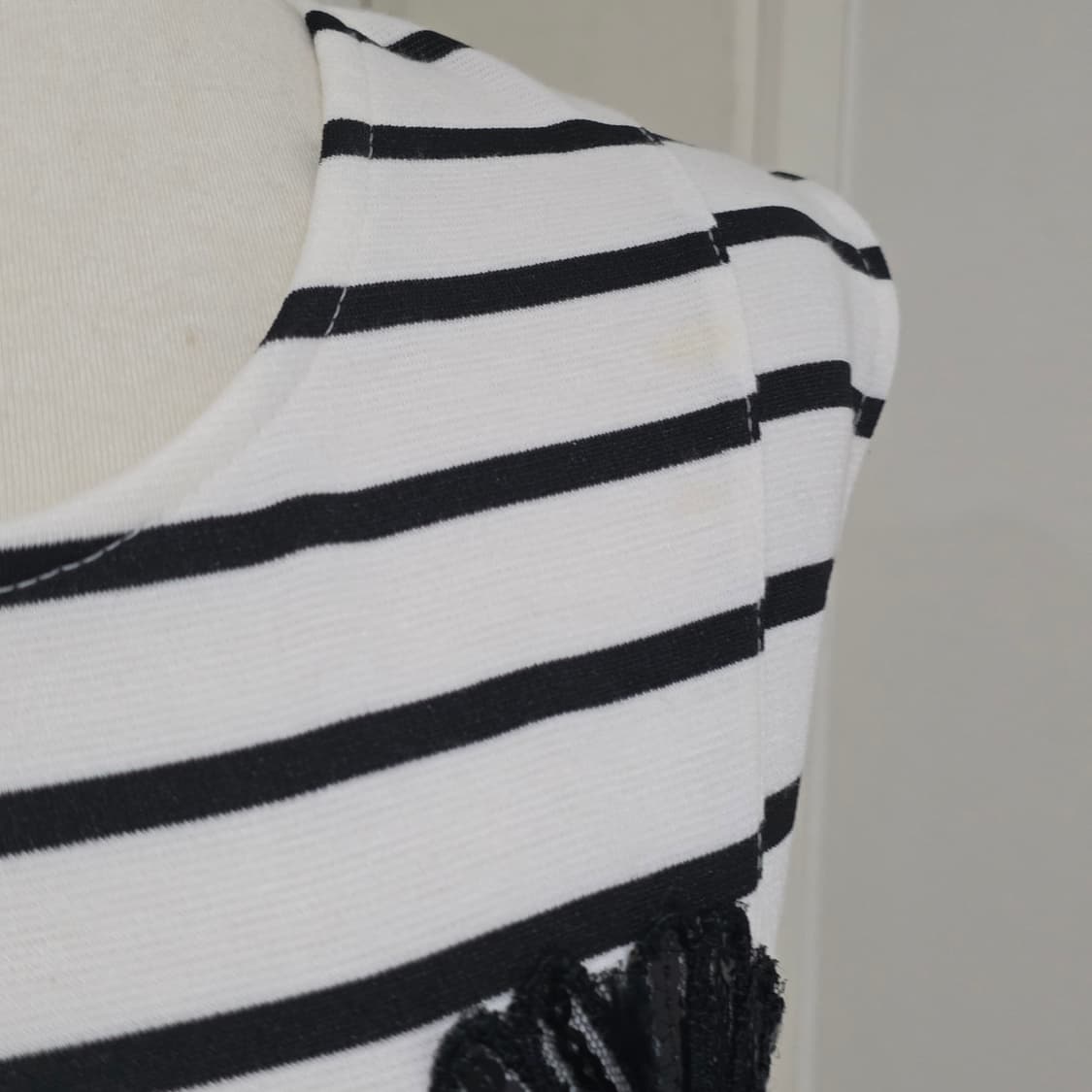 빈티지)여름모리걸 스트라이프 블랙 플라워 갸루 미니 딱붙원피스 상품이미지6