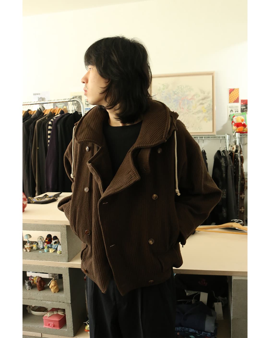 빈티지 후드 더블 브레스티드 자켓 상품이미지2