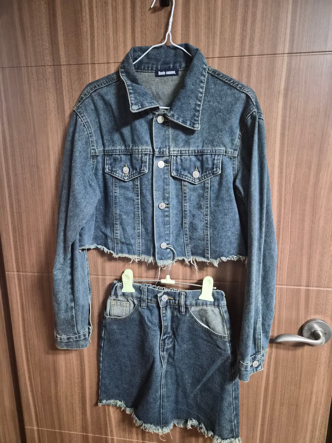 데미지 데님 자켓 스커트 셋업 상품이미지1