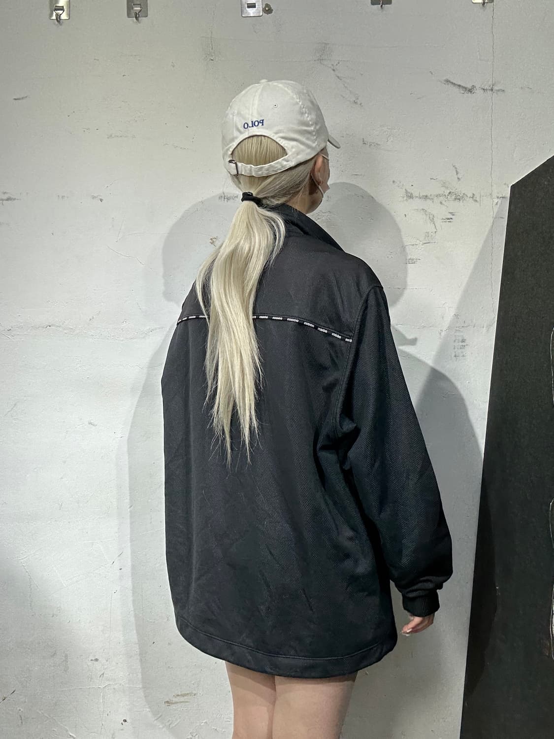 아디다스 블랙 올드스쿨 오버핏 스티치 라인 포인트 트랙탑 져지 L 상품이미지3