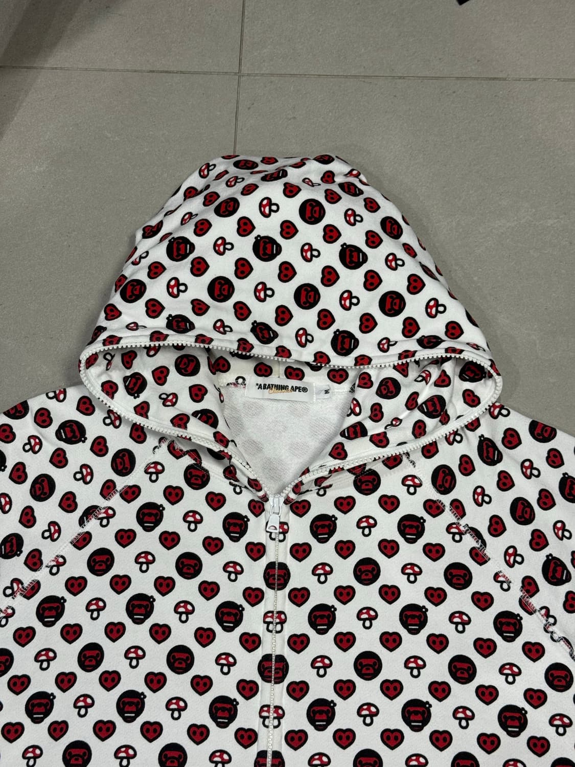 니고 시절 진짜 베이프 마일로 하트 버섯 모노그램 후드 집업 자켓 상품이미지1