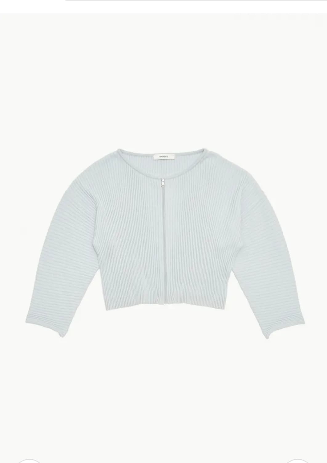 (화이트컬러) 아모멘토 리브드 크롭 집업 가디건 화이트 상품이미지1