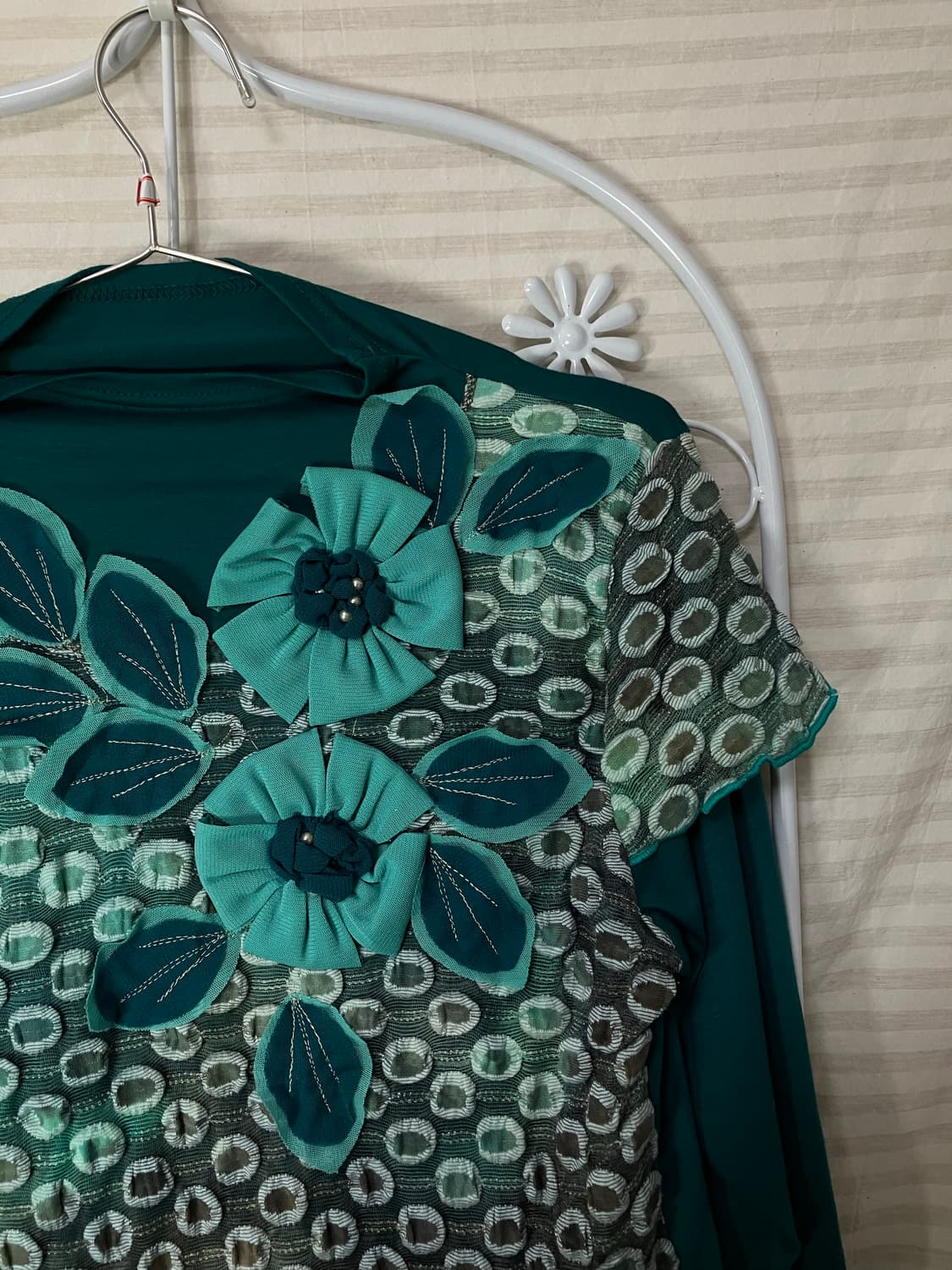 빈티지 그린 플라워 넥 블라우스 y2k 스트릿 갸루 펑키 일본빈티지663 상품이미지3