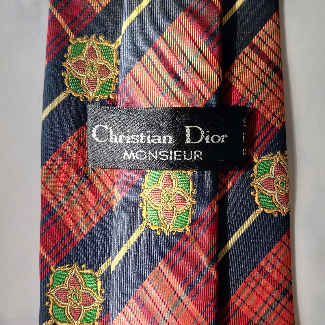크리스찬 디올 실크 체크 패턴 넥타이 9.5cm A~A+등급 E741 상품이미지8