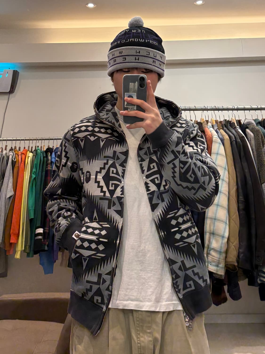 베이프 네이티브 패턴 풀집업 후드 상품이미지7