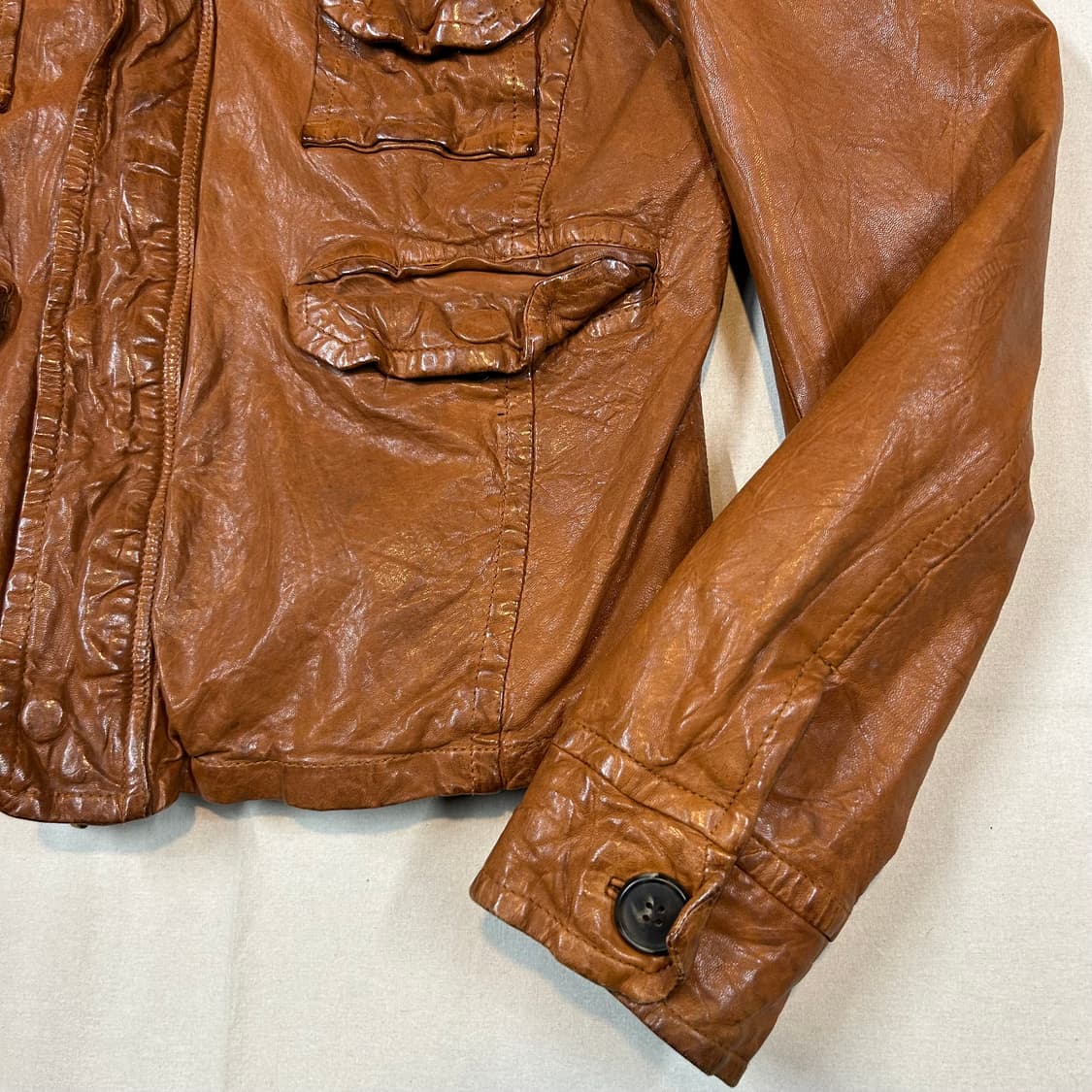 XL) 빈티지 멀티 포켓 램스킨 레더 양가죽 자켓 상품이미지2