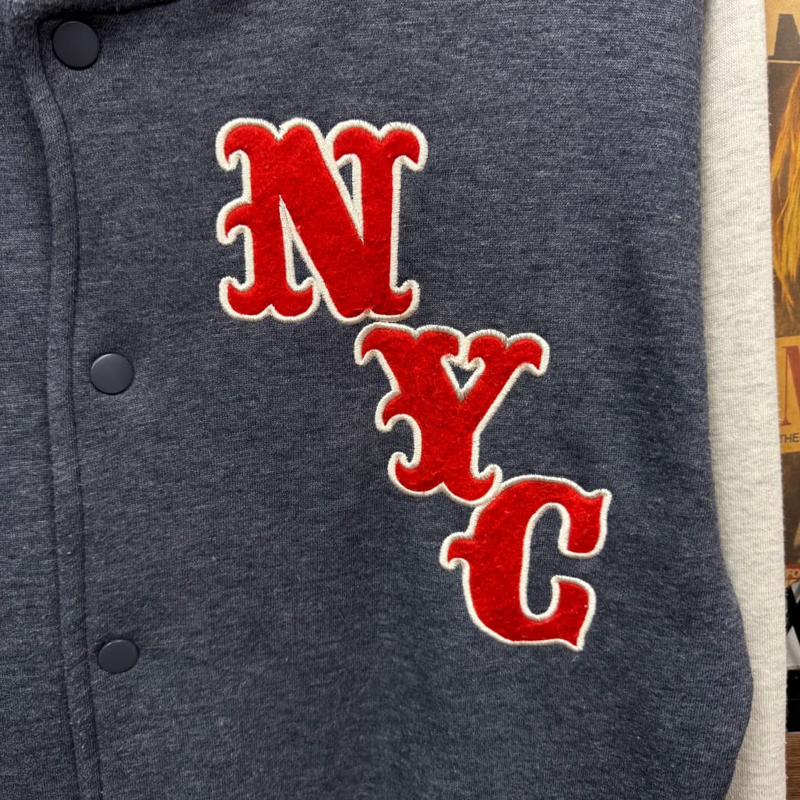 JPN VINTAGE 바시티 자켓 전면 NYC 자수 로고 포인트 네이비 상품이미지5