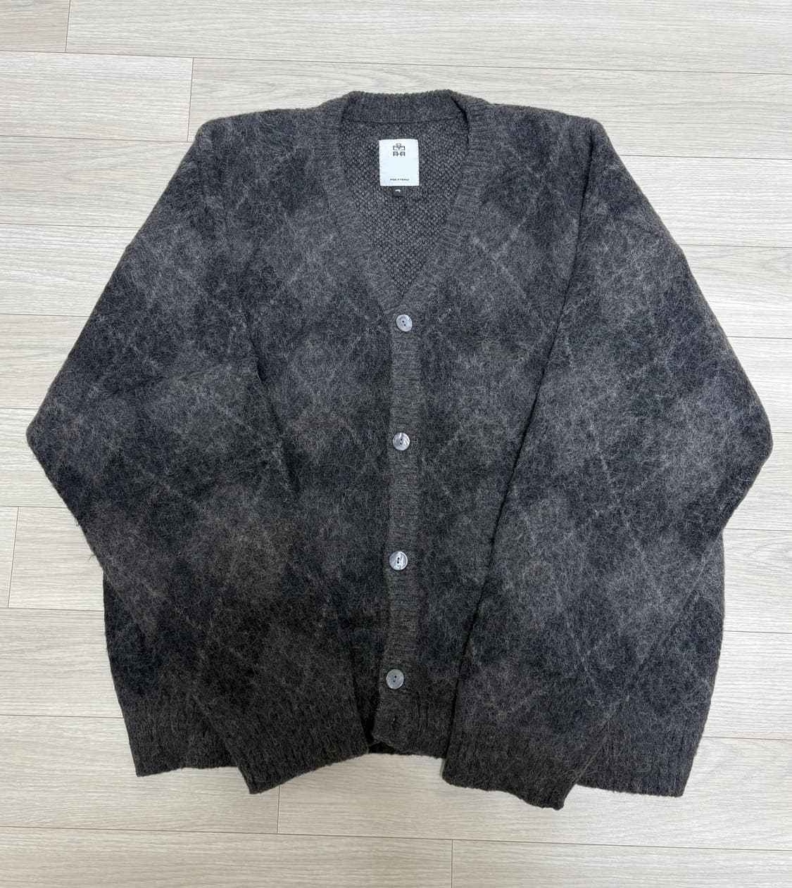 4(XL) 폴리테루 아가일 모헤어 가디건 블루차콜 상품이미지3