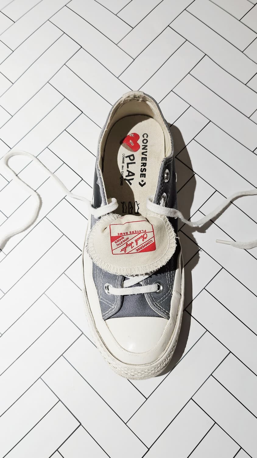 꼼데가르송 컨버스 척테일러 블랙하트 로우탑 그레이 US 6 240 상품이미지8