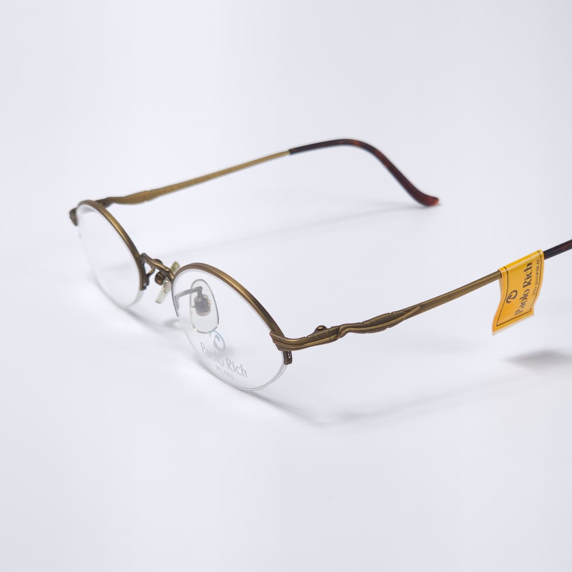 24K 도금 90년도 이태리 긱시크 오벌형 빈티지 반무테 안경 상품이미지1