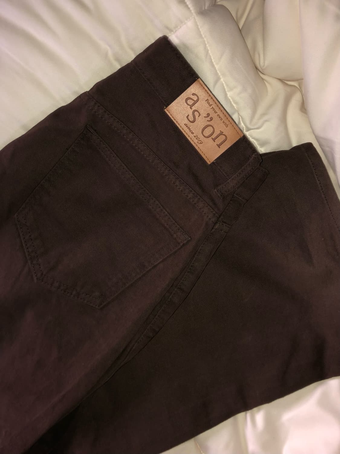 애즈온 브라운 코튼 팬츠 상품이미지1