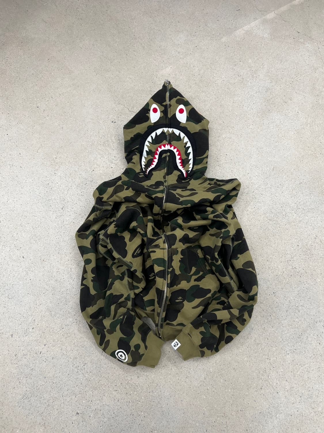 베이프 00s 퍼스트카모 녹계 샤크 후드집업 상품이미지2