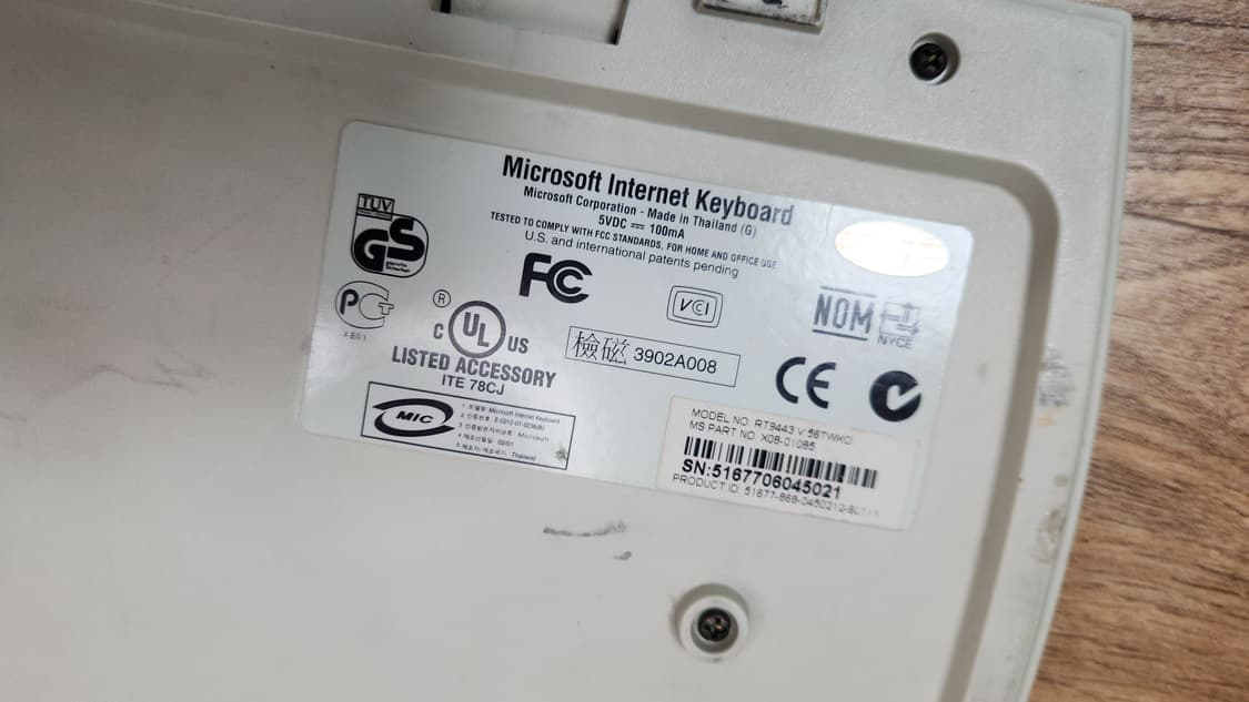 # 빈티지 마이크로소프트 인터넷 키보드 RT9443 PS2급처 상품이미지8
