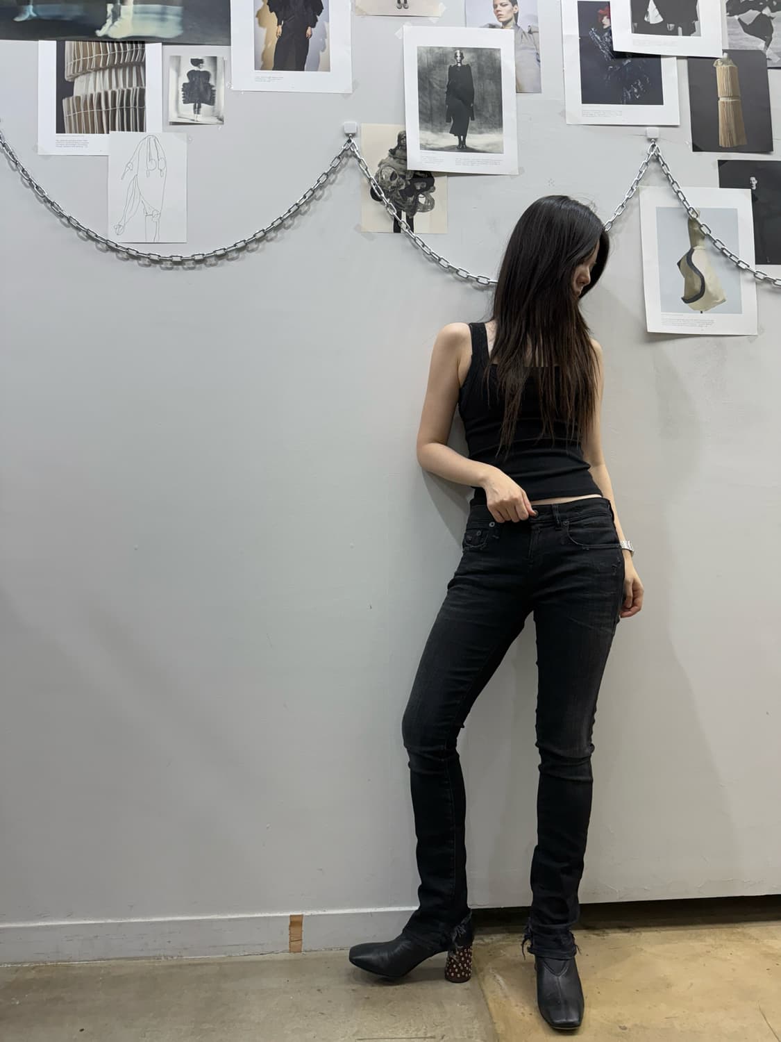 R13 그런지 데님 스트레이트 진 상품이미지2