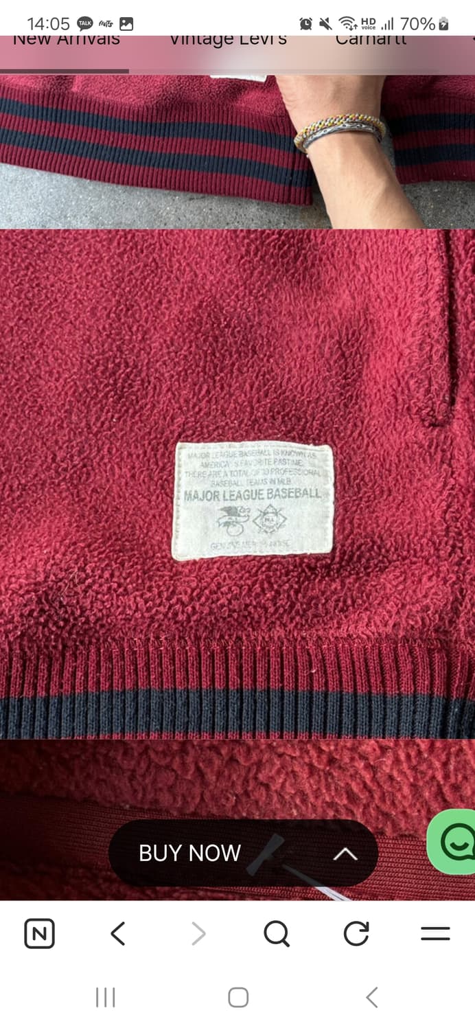 올드 유니클로xMLB 보스턴 레드 삭스 반집업 플리스 상품이미지4