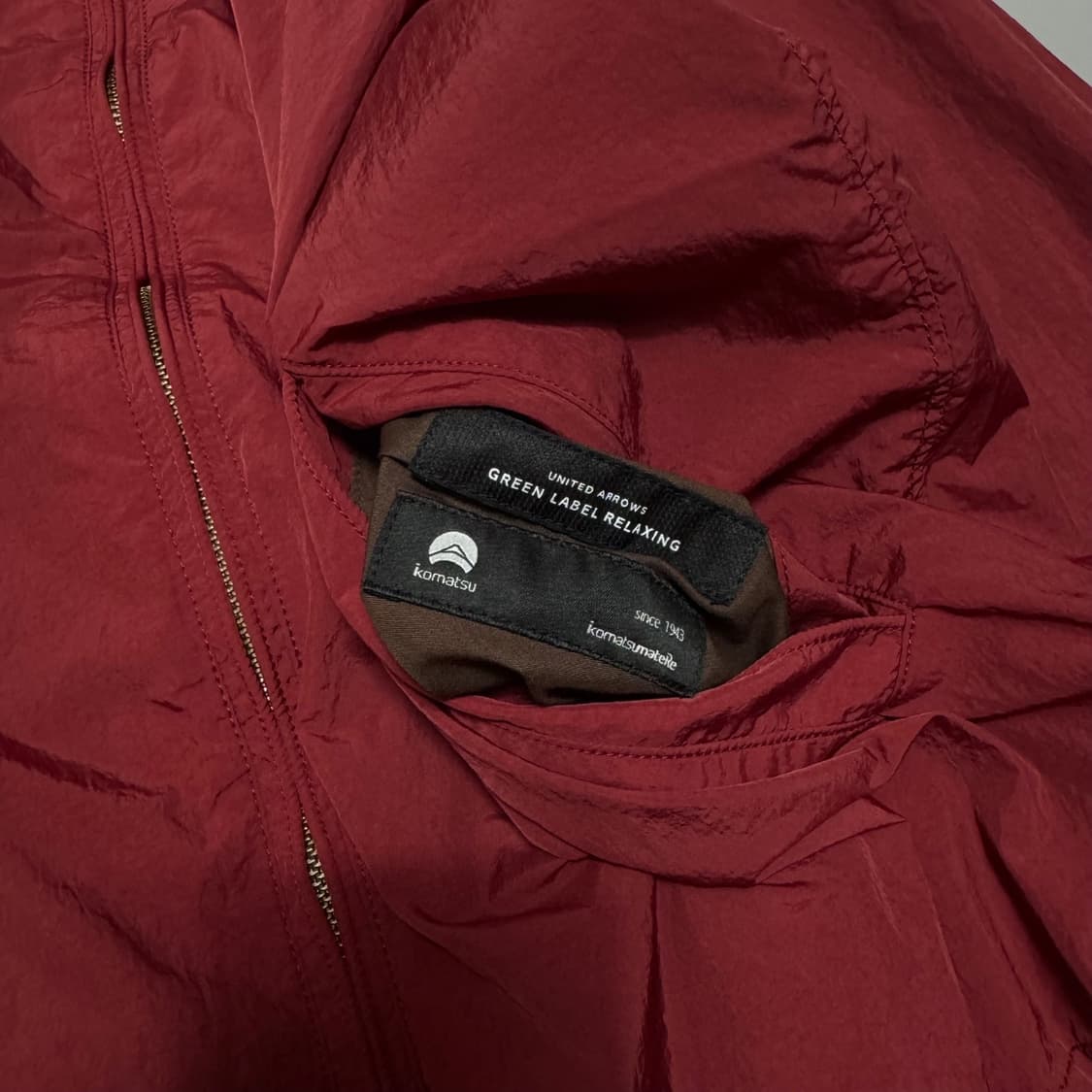 BEAUTY&YOUTH 브라운 체크패턴 버건디 리버시블 코마츠 집업 상품이미지3