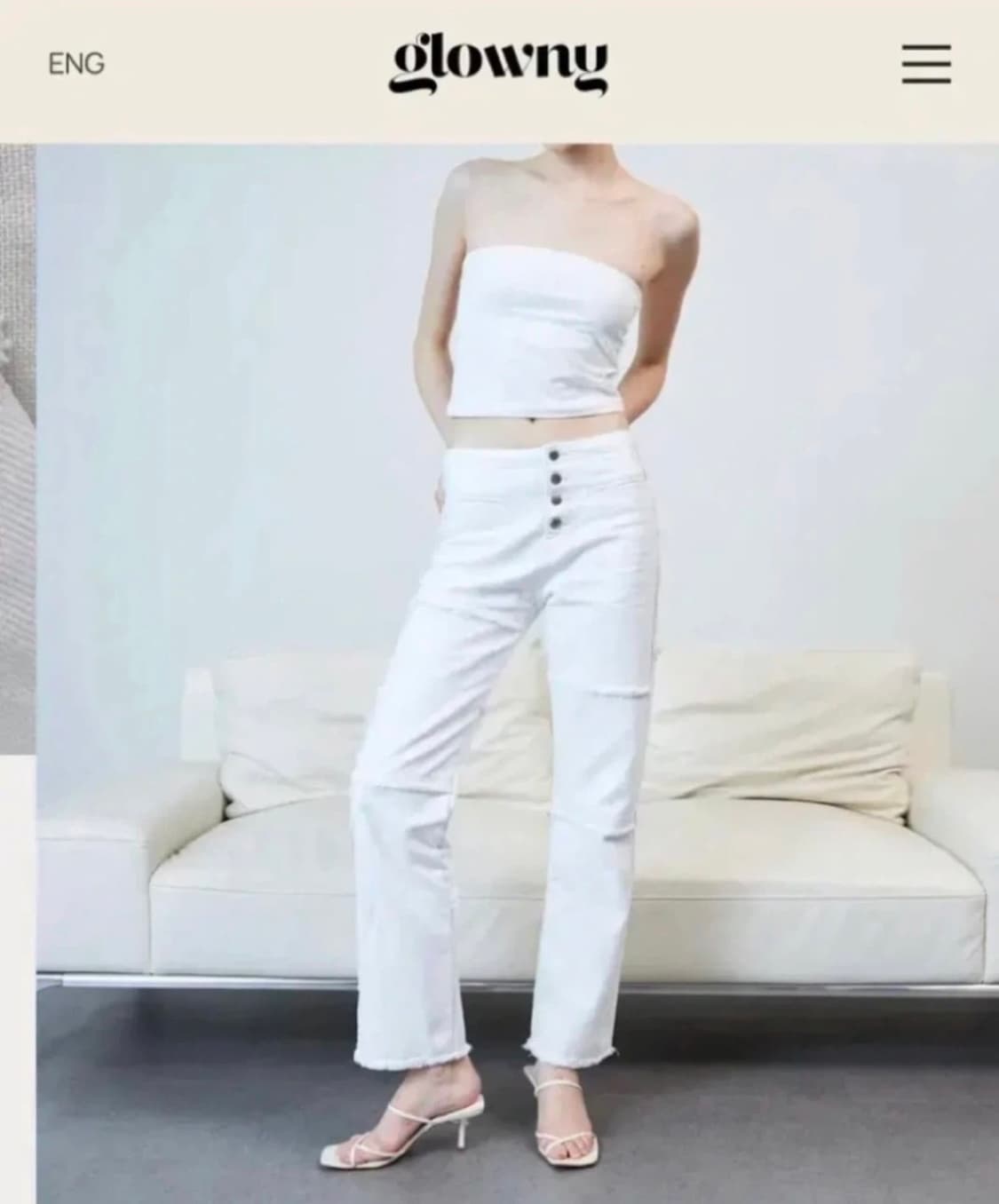 글로니 다운타운팬츠 시애틀진 화이트 S 상품이미지1