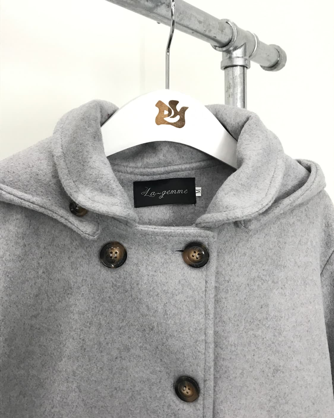 La-gemme Light Gray Hooded Coat 상품이미지6