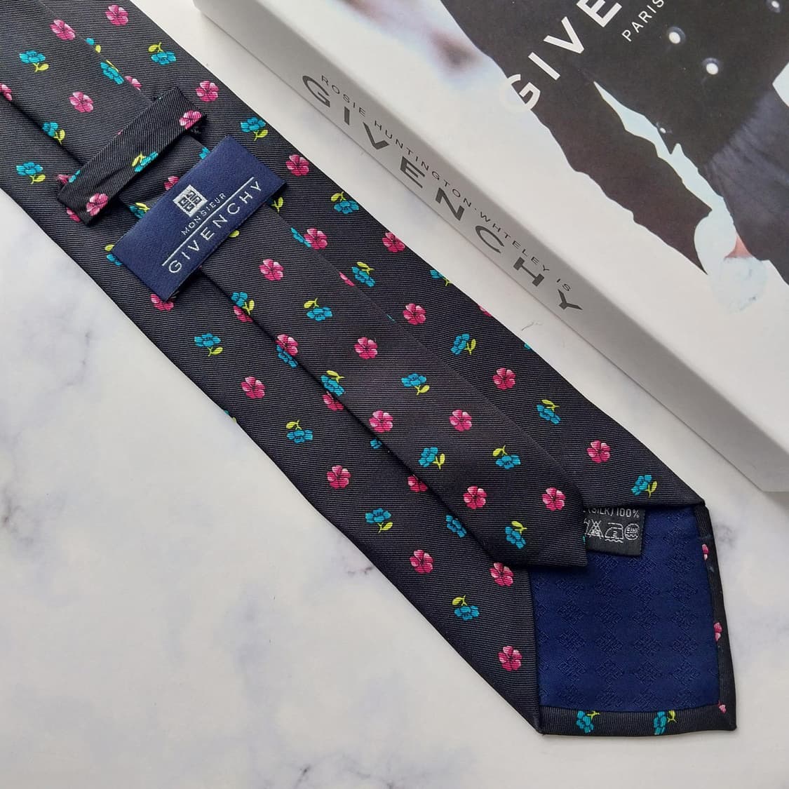 지방시 넥타이 블랙 플라워 모티브 9.6cm A+등급 K2201 상품이미지8