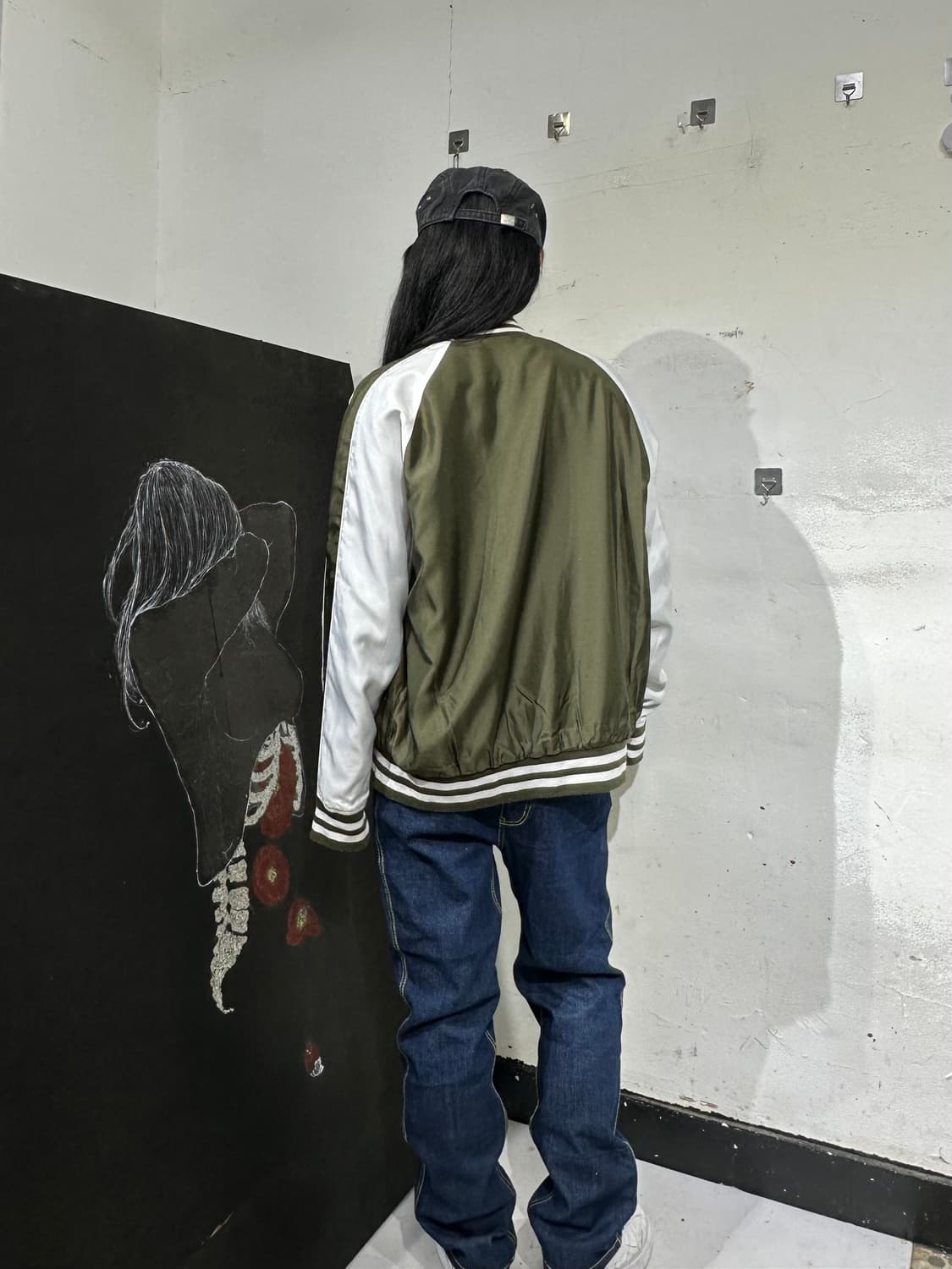 Jpn 일본빈티지 오리엔탈 카키 네이비 양면 스카잔 자켓 상품이미지3