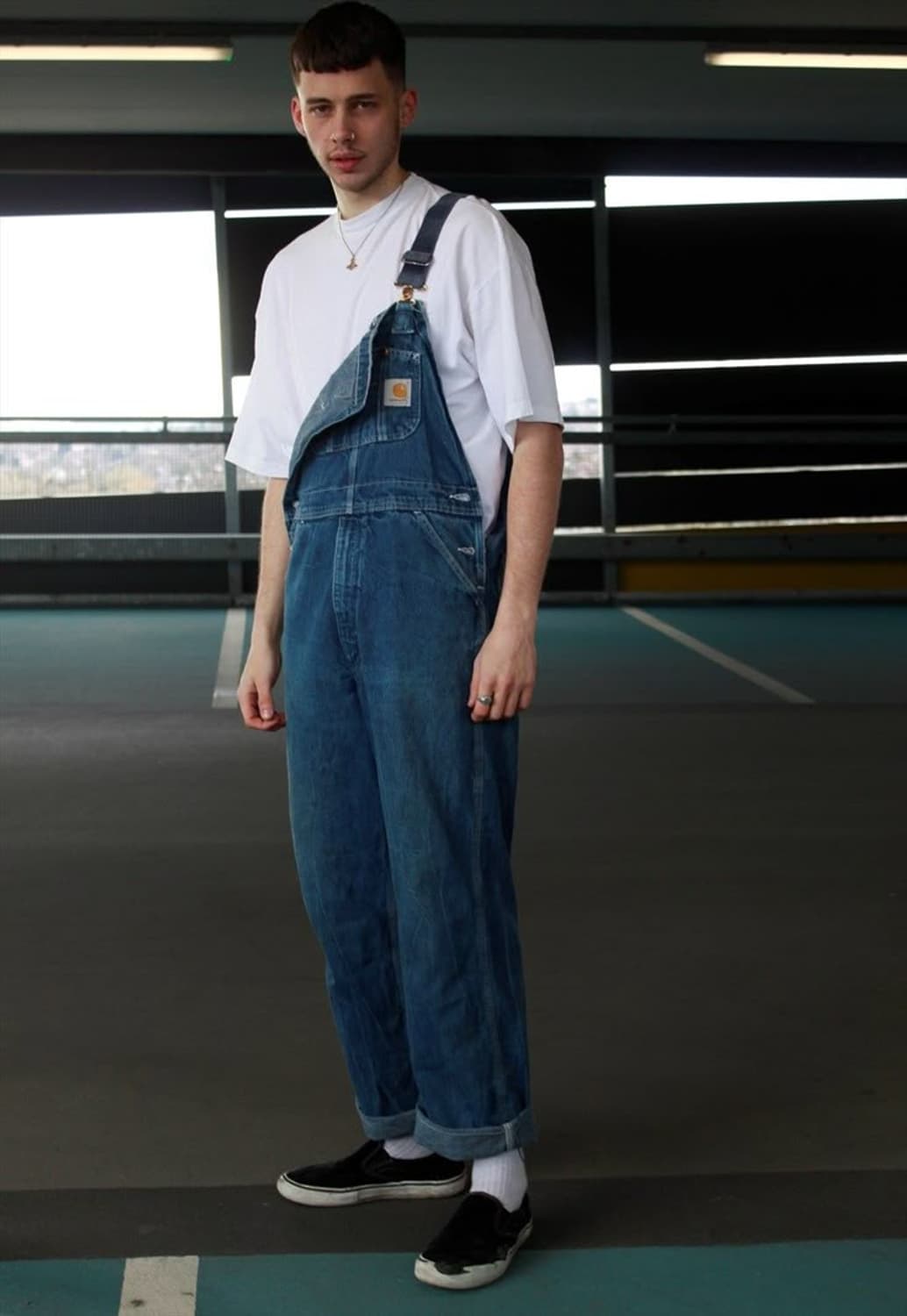 칼하트 빈티지 데님 오버롤 작업복 중청 멜빵 점프수트 38x30 상품이미지1