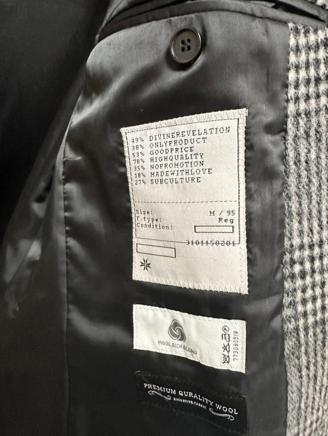 토니웩 글렌체크 울자켓 M(95) 상품이미지3