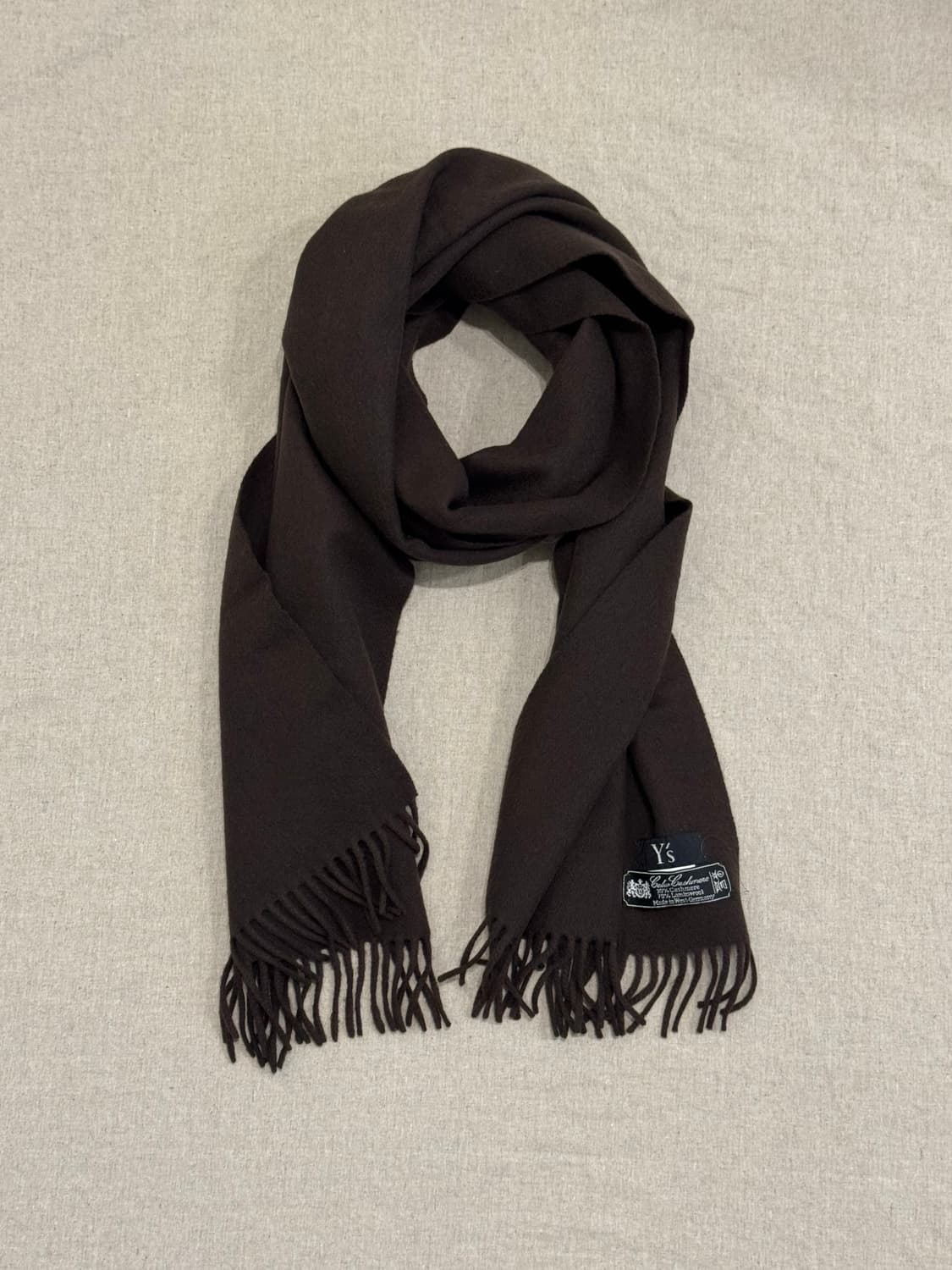 요지야마모토 울캐시미어 브라운 머플러 상품이미지1