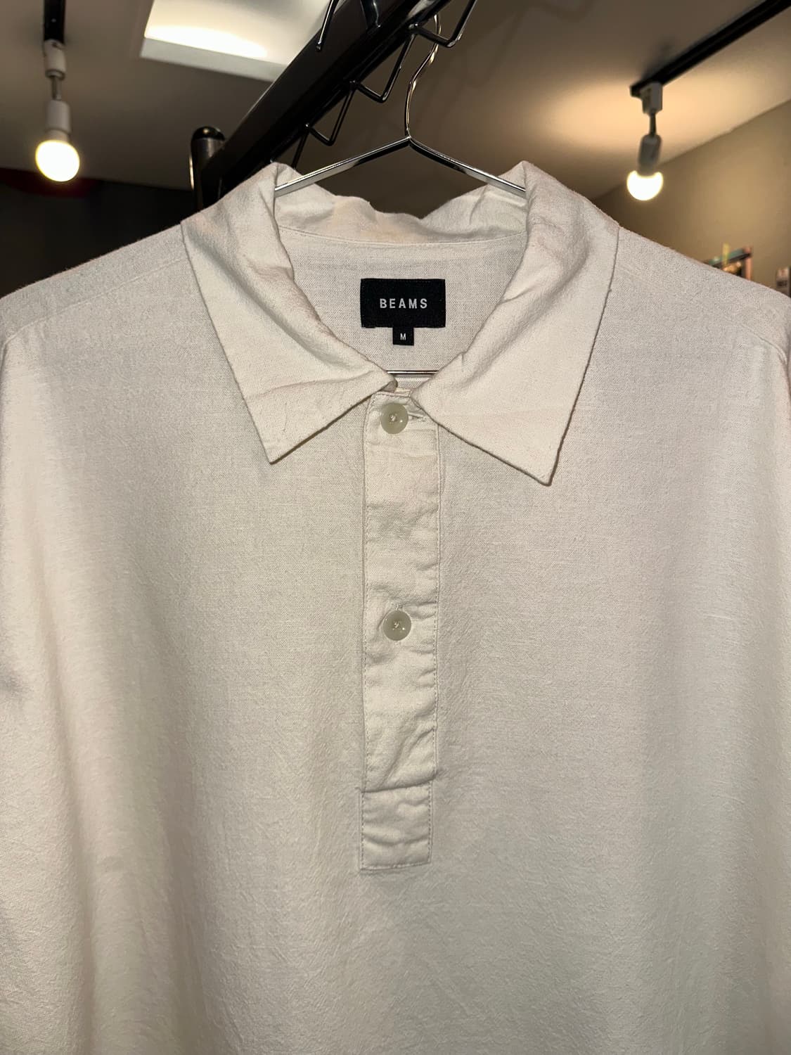 Beams henry-neck material short shirt 상품이미지4