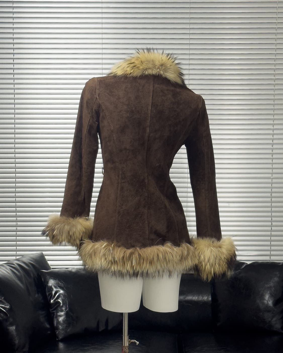 {Marie Claire} Suede Fox Fur Trim Jacket 상품이미지2