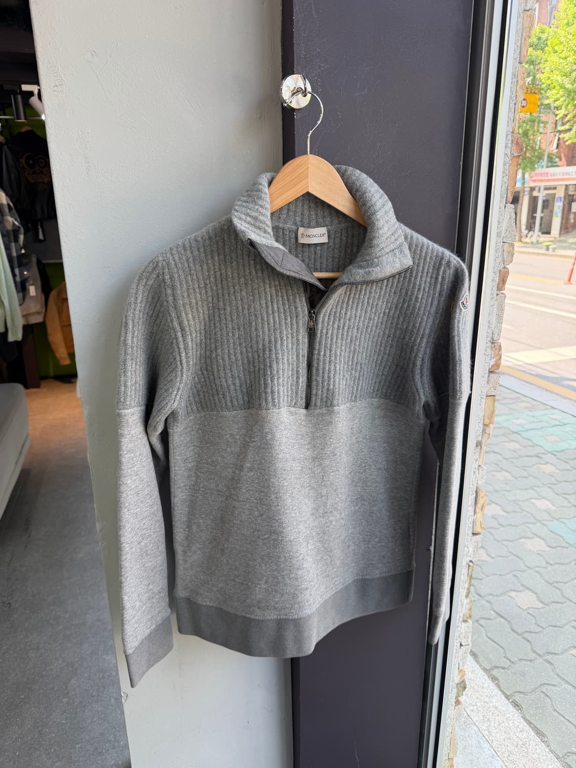 .S/ 몽클레어 투톤 골지 스웻 니트 하프집업 상품이미지4