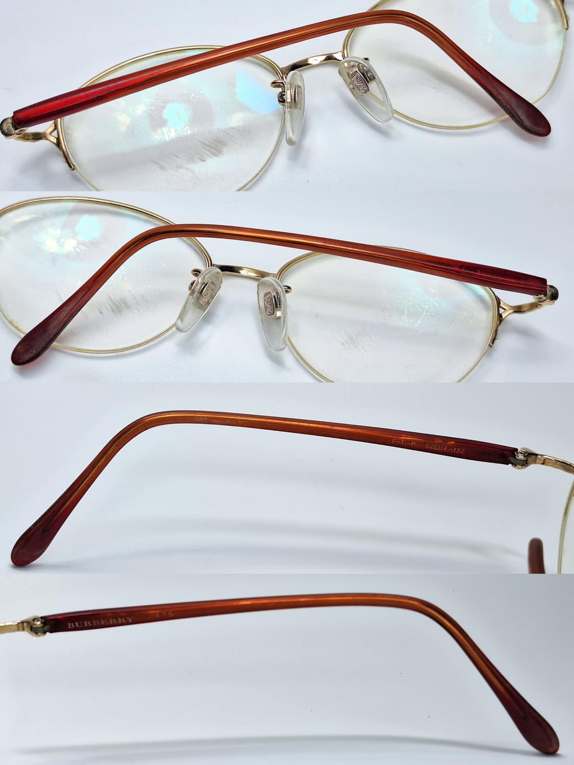 00s 일본 빈티지/버버리 475 골드 티타늄 반무테 안경테 클래식 상품이미지4