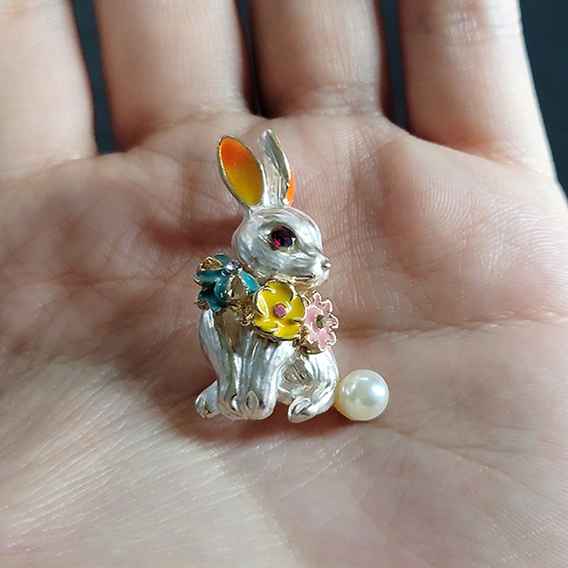 Hana Usagi 브로치 남자 엔틱 빈티지 선물 소품 진주 토끼 상품이미지6