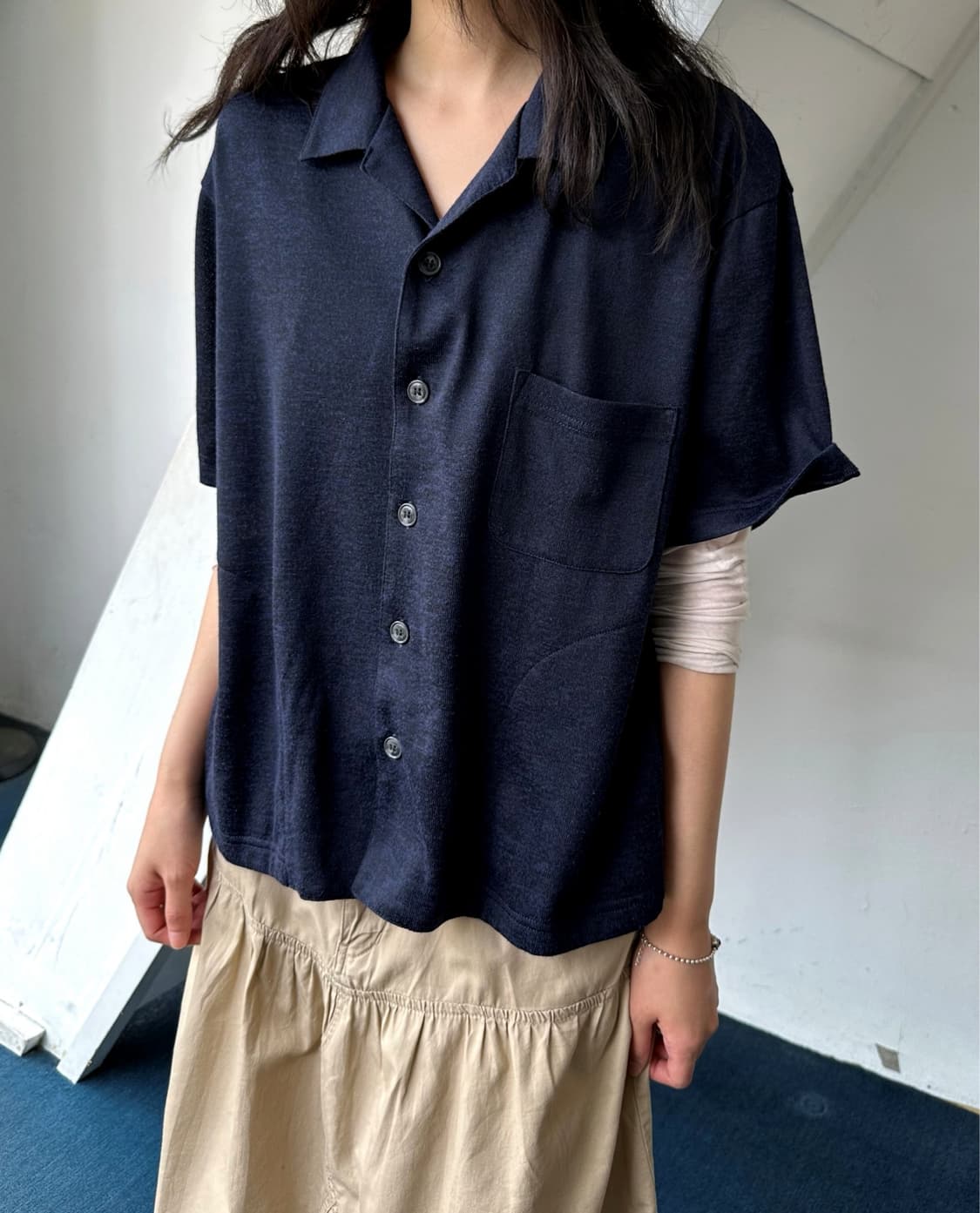 High gauge poly short sleeve knit shirke 상품이미지4
