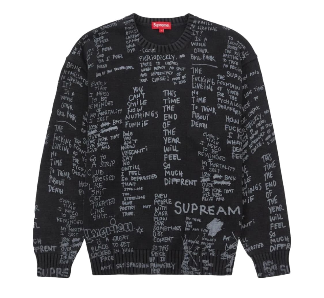 (XL)Supreme Gonz Poems Sweater Black 상품이미지1