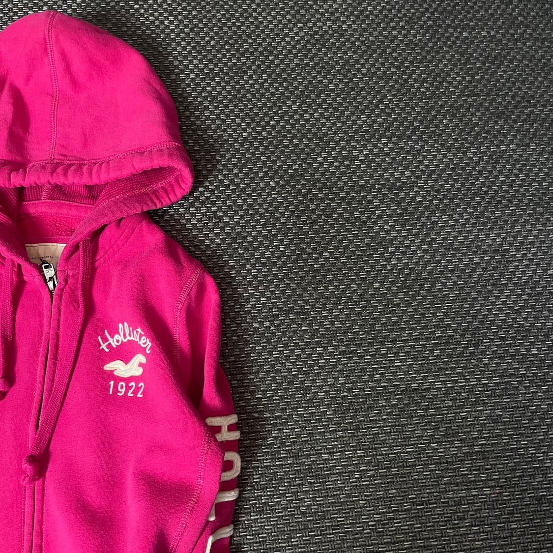 (딱붙핏) 홀리스터 핫핑크 레터링 포인트 후드 집업 XS 상품이미지3