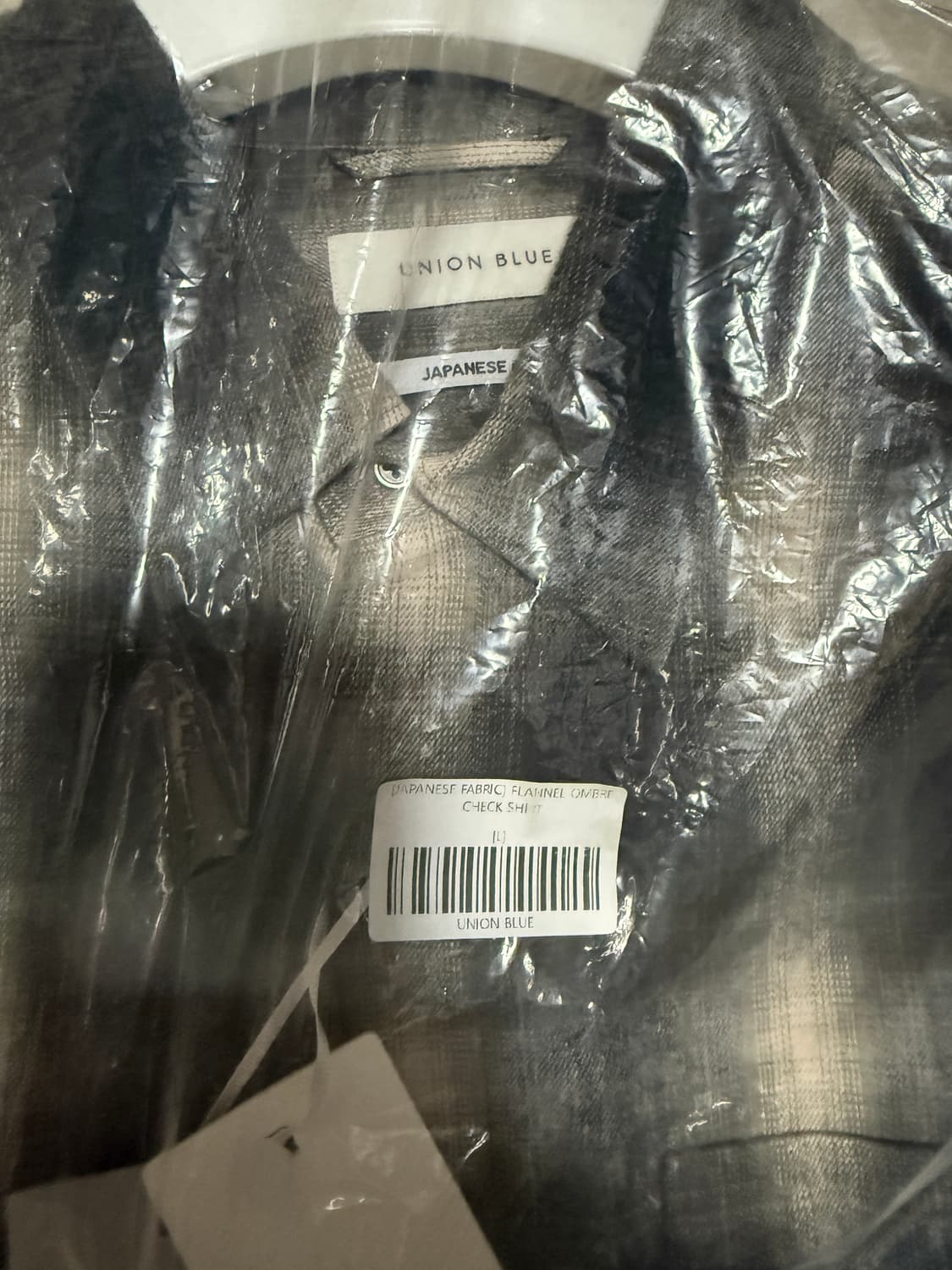 L사이즈 유니온블루 재패니즈 패브릭 옴브레 체크셔츠 상품이미지3