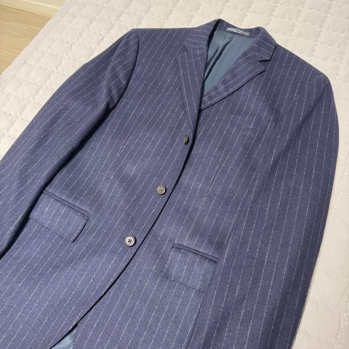 폴로 랄프로렌 네이비 울 캐시미어 플란넬 스트라이프 블레이저 자켓 40R 상품이미지2