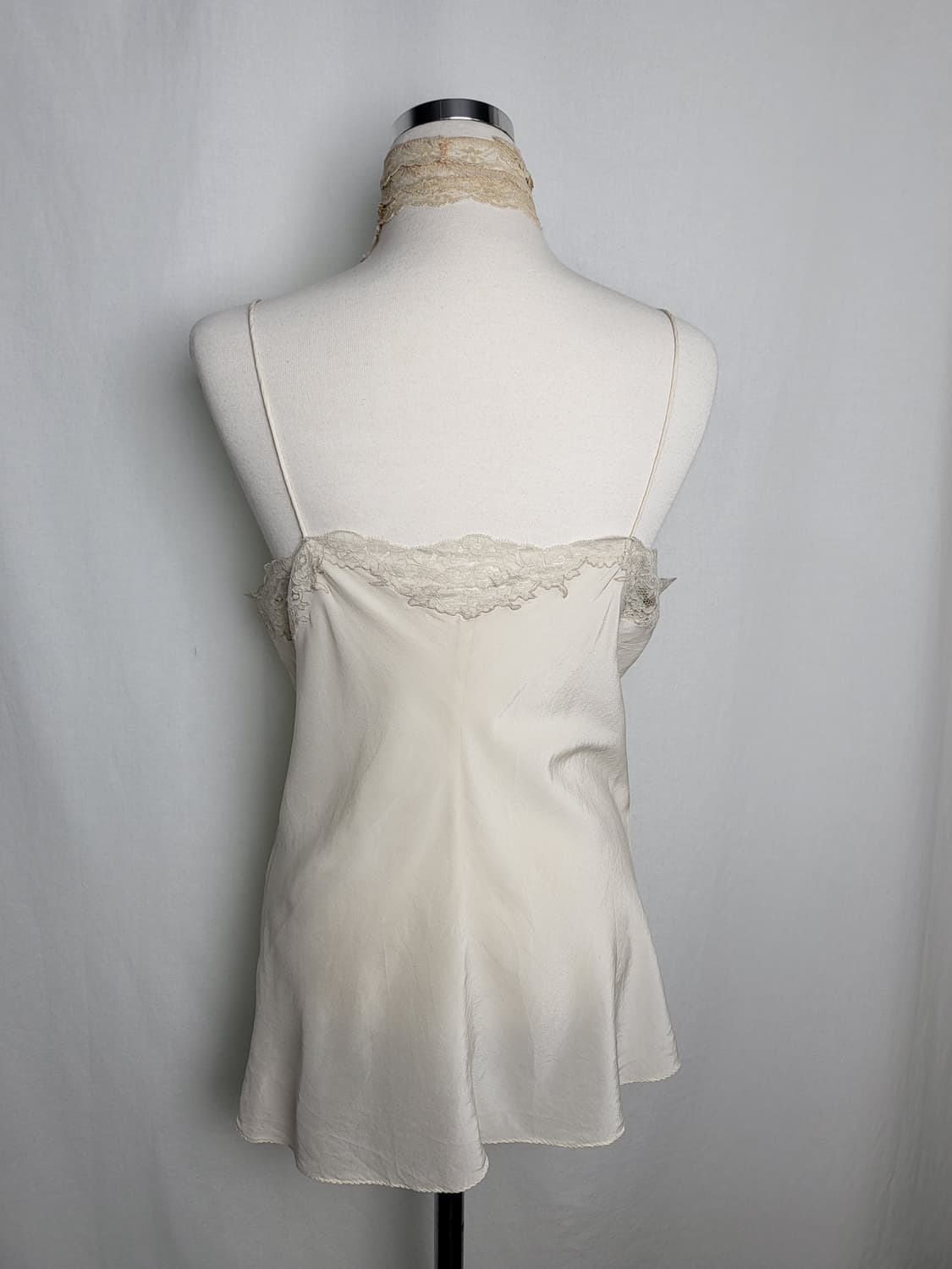 빈티지 베이지 레이스 실크 슬립 탑 이너 상품이미지3