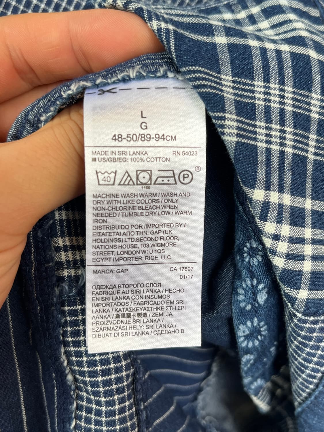GAP 데님 패치워크 반팔셔츠 L 상품이미지4