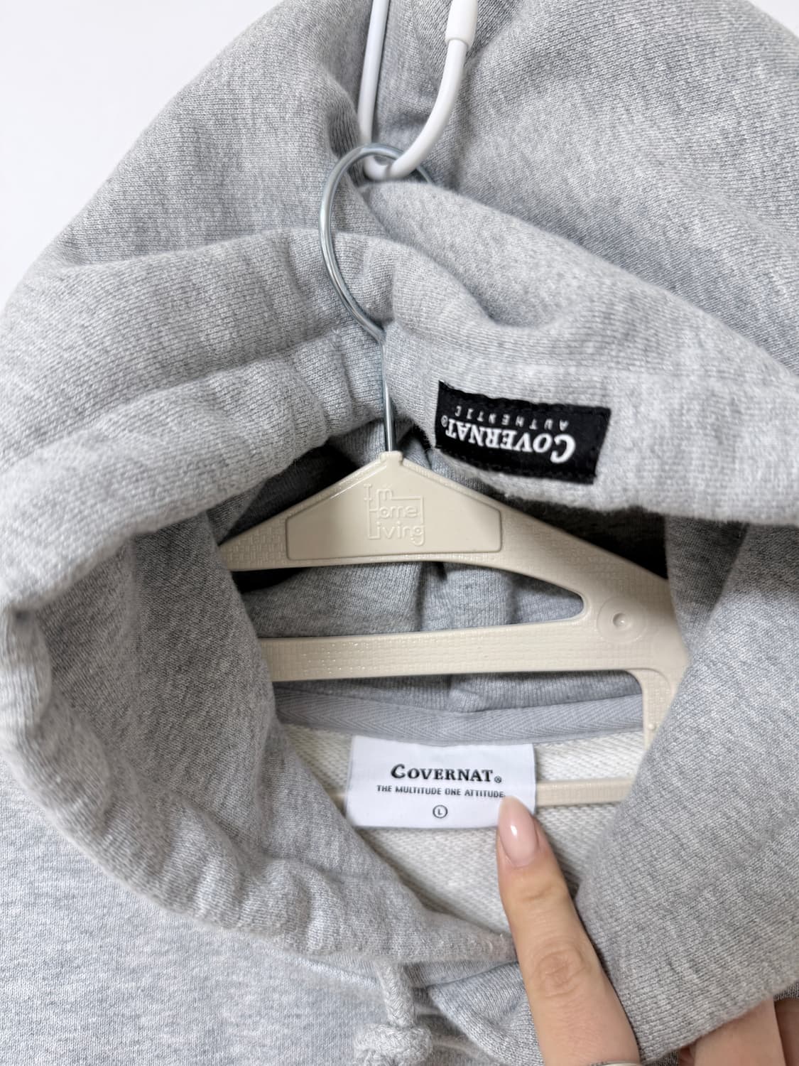 🤍 커버낫 C 로고 후드티 L 그레이 상품이미지4