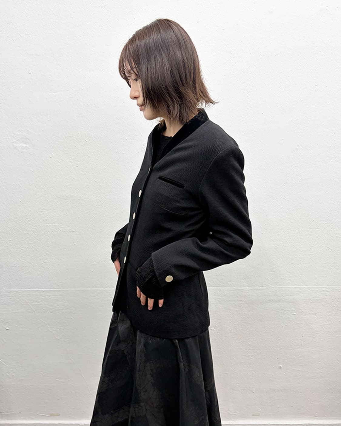 90s 아네스베 논칼라 블레이저 상품이미지3