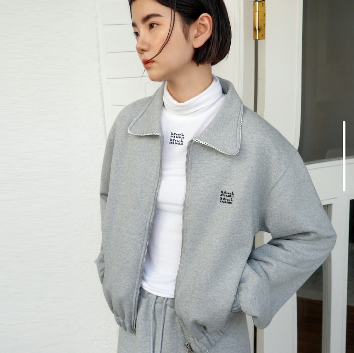 무아무아(muah muah) 투웨이 레이스 카라 집업자켓 새상품  상품이미지3