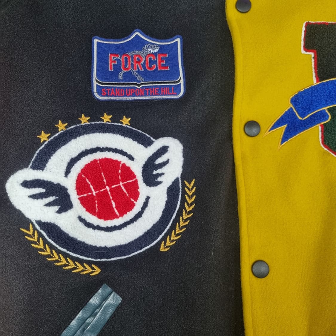 팝아트 바시티 레더 울 자켓 110 상품이미지5