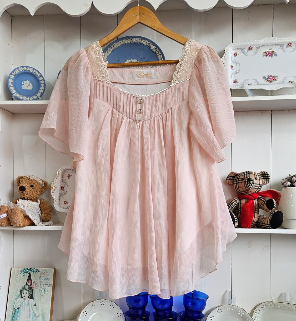 0327베이비핑크 쉬폰 튜닉원피스형 블라우스 상품이미지1